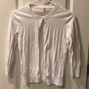 White J Crew Claire Cardigan XS 3/4 Sleeve
